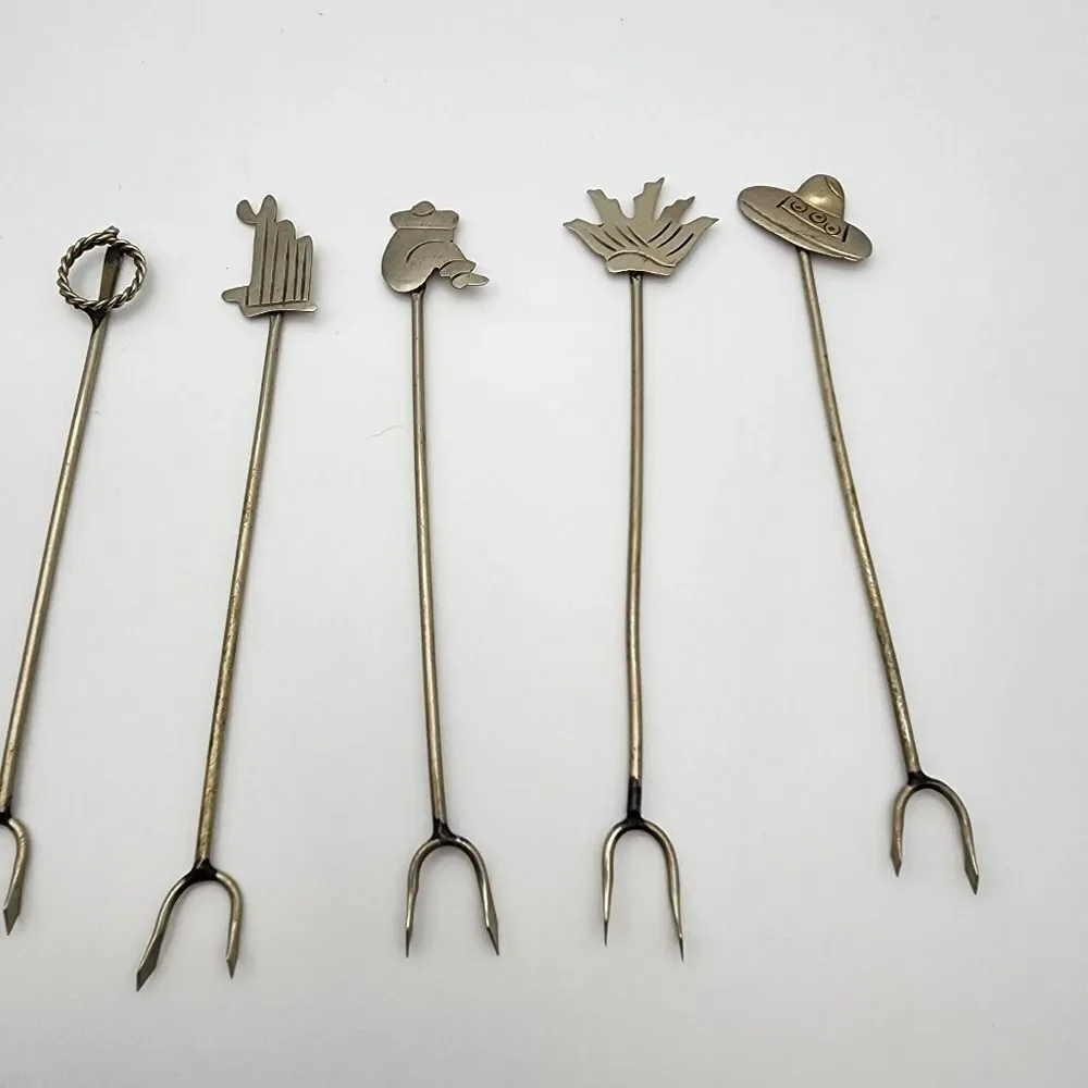 Vintage Taxco Set of 7 Olive/Pickle Forks